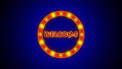 Realistic Light Bulb, Neon Welcome Text On Brick Wall, Welcome Signboard wallpaper