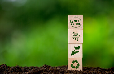 Net zero greenhouse gas emissions reduction with carbon credit concept. Reduce carbon dioxide e.g....