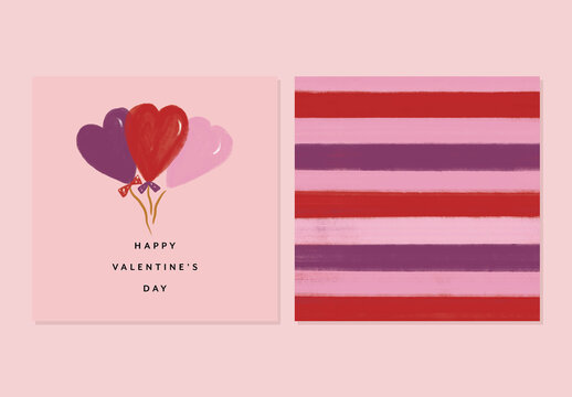 Valentine's Day Greeting Card with Balloons