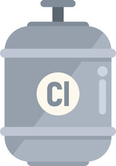 Pool chlorine tank icon flat vector. Water cleaning. Family outdoor isolated