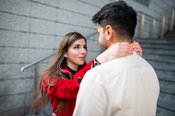 Happy young couple outdoor