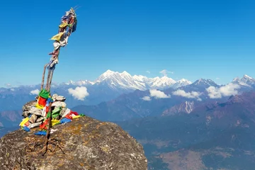 Papier Peint photo autocollant Makalu Panorama of Great Himalayan range with mount Everest