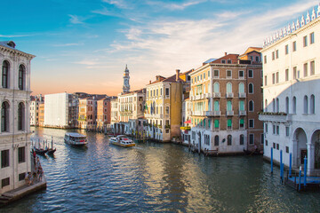 Beautiful views of the Grand Canal in Venice, Italy
