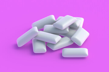 Heap of chewing gums. Mint bubblegums. 3d render