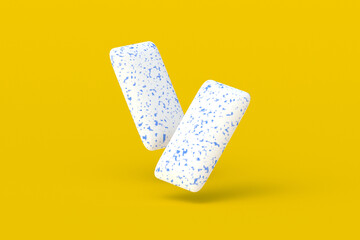Falling chewing gums. Mint bubblegums. 3d render