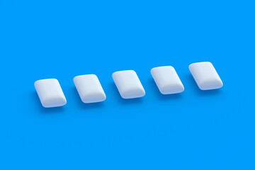 Five chewing gums. Mint bubblegums. 3d render