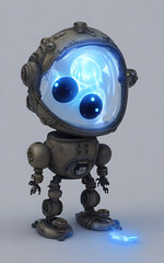 Generative AI image of tiny translucent steampunk alien robots, cute and adorable