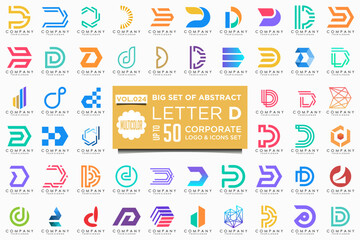 Fototapeta na wymiar abstract letter D logo icon set. design for business of luxury, elegant, simple.