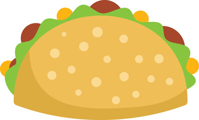 Beef taco icon flat vector. Mexican food. Tacos menu isolated