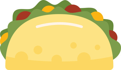 Cooked taco icon flat vector. Mexican food. Tacos meat isolated