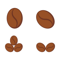 set of coffee beans vector flat design collection. flat style coffee design icon