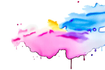 Multicolored splash watercolor paint blot - template for your designs. Blue and pink colored, abstract background