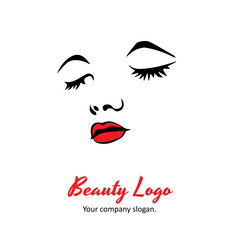 illustration of women with red lips , style icon, logo women face on white background, vector emblem, illustration, salon, spa company business logo