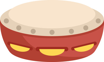 Percussion tambourine icon flat vector. Samba drum. Musical instrument isolated
