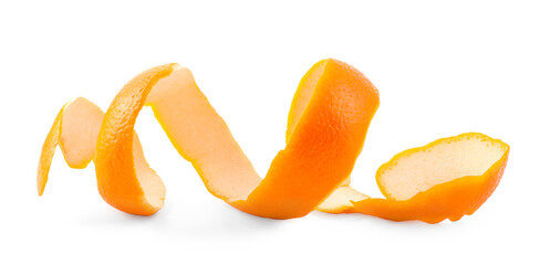 Fresh orange peel preparing for drying isolated on white