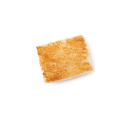 One delicious crispy crouton isolated on white, top view