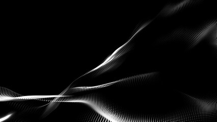 Dot white black wave technology texture background. Abstract big data digital concept. 3d rendering.