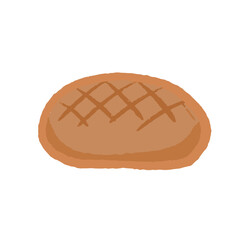 Hand drawn isolated bun bread, cute melon pan