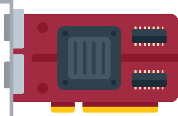 Gpu board icon flat vector. Computer card. Chip fan isolated