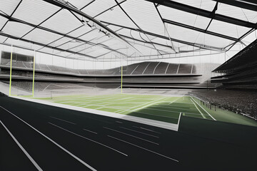 Fototapeta premium exterior photo of a football stadium nobody, daylight, indirect lighting generative ai