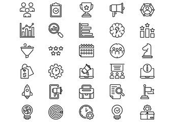 Marketing Icon Pack With Outline Style for App Design, Web Design, Ecommerce, advertising, promotion, icon set, icon pack, icons, time management, analystic, strategy