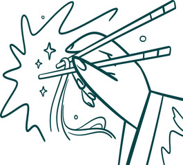 Asian food Collection clip art. Hand with chopsticks illustration
