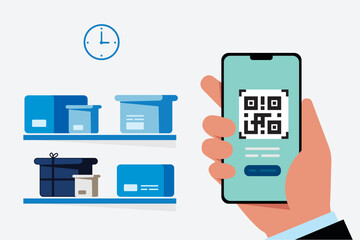 Checking a parcel with qr code scan and smartphone