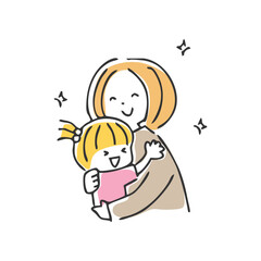 抱っこする母子