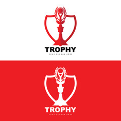 Championship Trophy Logo, Champion Award Winner Trophy Design, Vector Icon Template