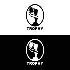 Championship Trophy Logo, Champion Award Winner Trophy Design, Vector Icon Template