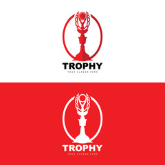 Championship Trophy Logo, Champion Award Winner Trophy Design, Vector Icon Template