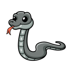 Cute black mamba snake cartoon