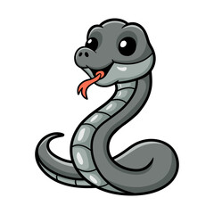 Cute black mamba snake cartoon