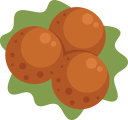 Top view falafel icon flat vector. Cooking food. Event celebration isolated