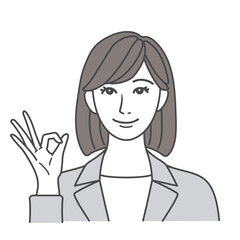 OKサインをするスーツ姿の女性 グレー