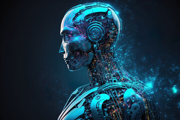 Obraz na płótnie Canvas futuristic robot artificial intelligence enlightening ai technology concept. Generative AI