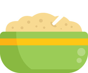 Mash potato spoon icon flat vector. Boiled food. Masher meal isolated