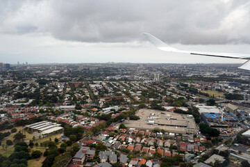 Aerial view of Sydney from an airplane during touchdown.
