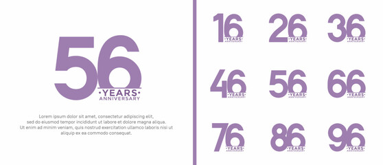 set of anniversary logo style purple color on white background for special moment