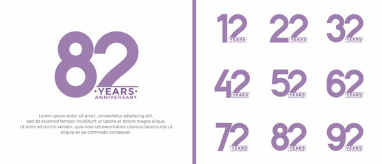 set of anniversary logo style purple color on white background for special moment