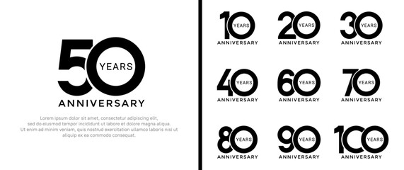 set of anniversary logo style black color on white background for special moment