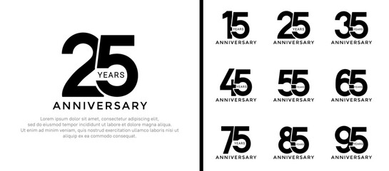 set of anniversary logo style black color on white background for special moment