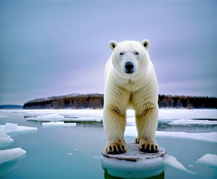 polar bear on the pack ice in the arctic sea, north of svalbard