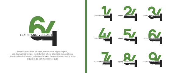 set of anniversary logo style green and black color on white background for celebration