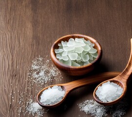 pink salt in a bowl on a white background.