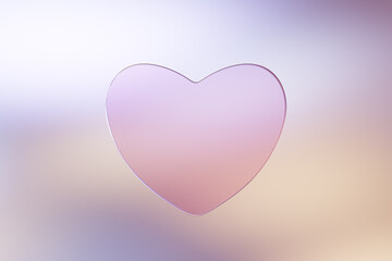 heart shape glass morphism, 3d rendering