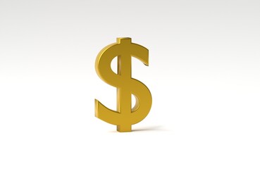 Dollar sign isolated on white background. US dollar symbol. 3D rendering, 3D illustration.