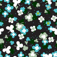 Abstract Beautiful Clover Leaves Garden Vector Seamless Pattern