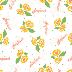 Sweet Fresh Summer Sunflower Vector Seamless Pattern
