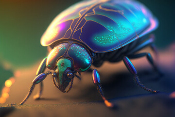An extremely sharp and detailed portrait of beetle macro. Generative AI. Detailed beetle. Beetle macro.